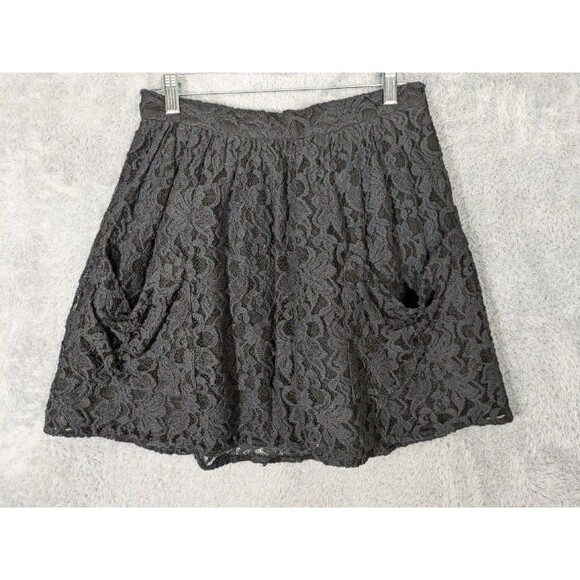 Black Lace Mini Skirt Size 10 pockets whimsigoth dark academia romance Kimchi - Picture 1 of 6